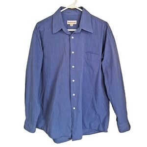 Pronto Uomo Dress Shirt Men's 16 34/35 Blue Long Sleeve Button Front Pre-owned